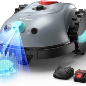 V100 Mähroboter ohne Begrenzungskabel – Vision-Navigation & Kamera, Hindernisvermeidung, 4Ah Akku, Spiralschnitt, bis 150m², inkl. Klingen
